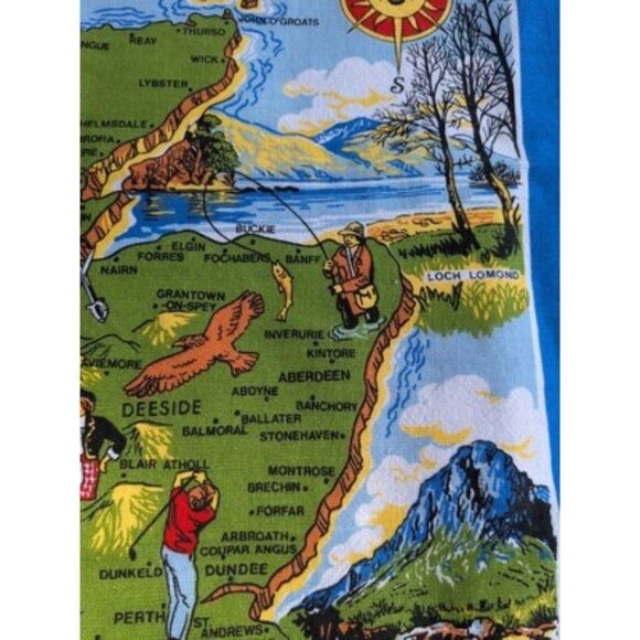 Scotland Pictorial Map Scotch Whisky Kitchen Dish Tea Towel Cotton Made In UK - Picture 11 of 16